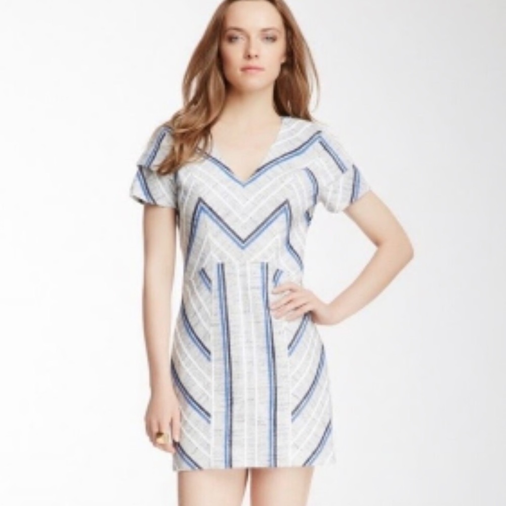 Rebecca Minkoff Sanderson Tweed Linen BlendSheath Mini Dress w/ Raglan Sleeves 8